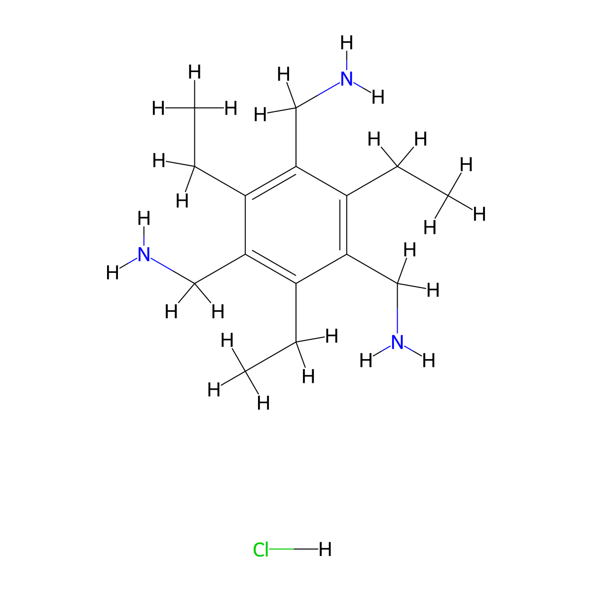 (2,4,6-Triethylbenzene-1,3,5-triyl)trimethanamine hydrochloride molecular structure, CAS 2225878-59-9