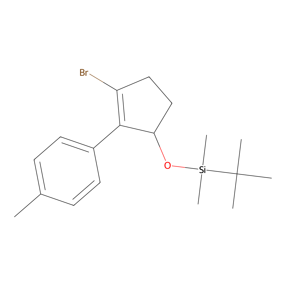 ((3-Bromo-2-(P-tolyl)cyclopent-2-EN-1-YL)oxy)(tert-butyl)dimethylsilane molecular structure, CAS 2225878-65-7