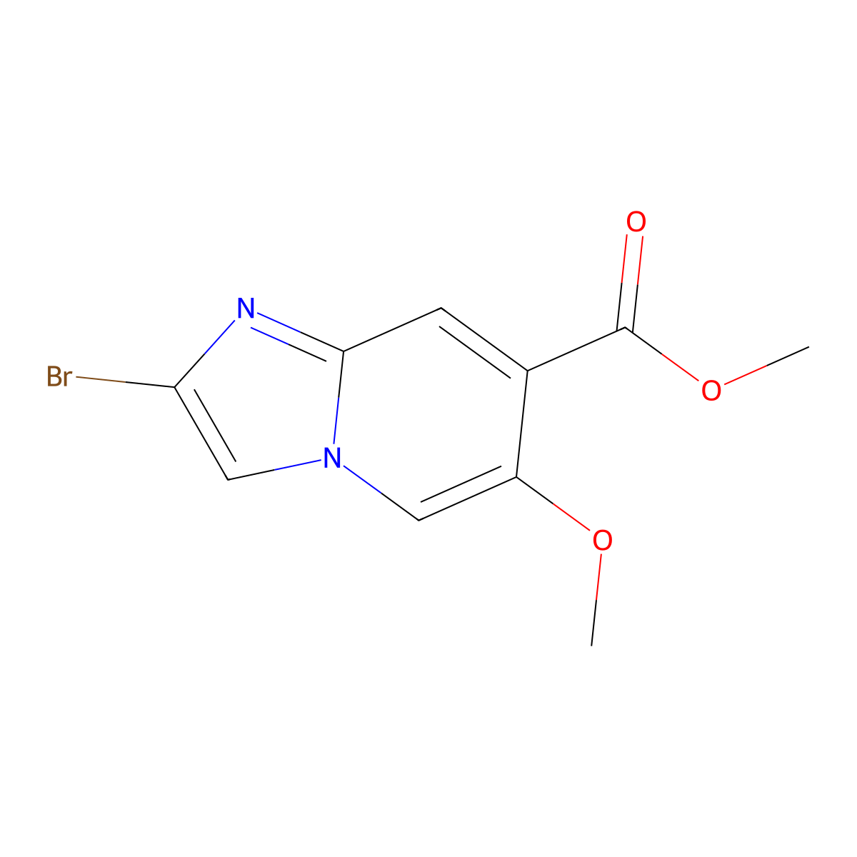 Methyl 2-bromo-6-methoxyimidazo[1,2-A]pyridine-7-carboxylate molecular structure, CAS 2225878-69-1