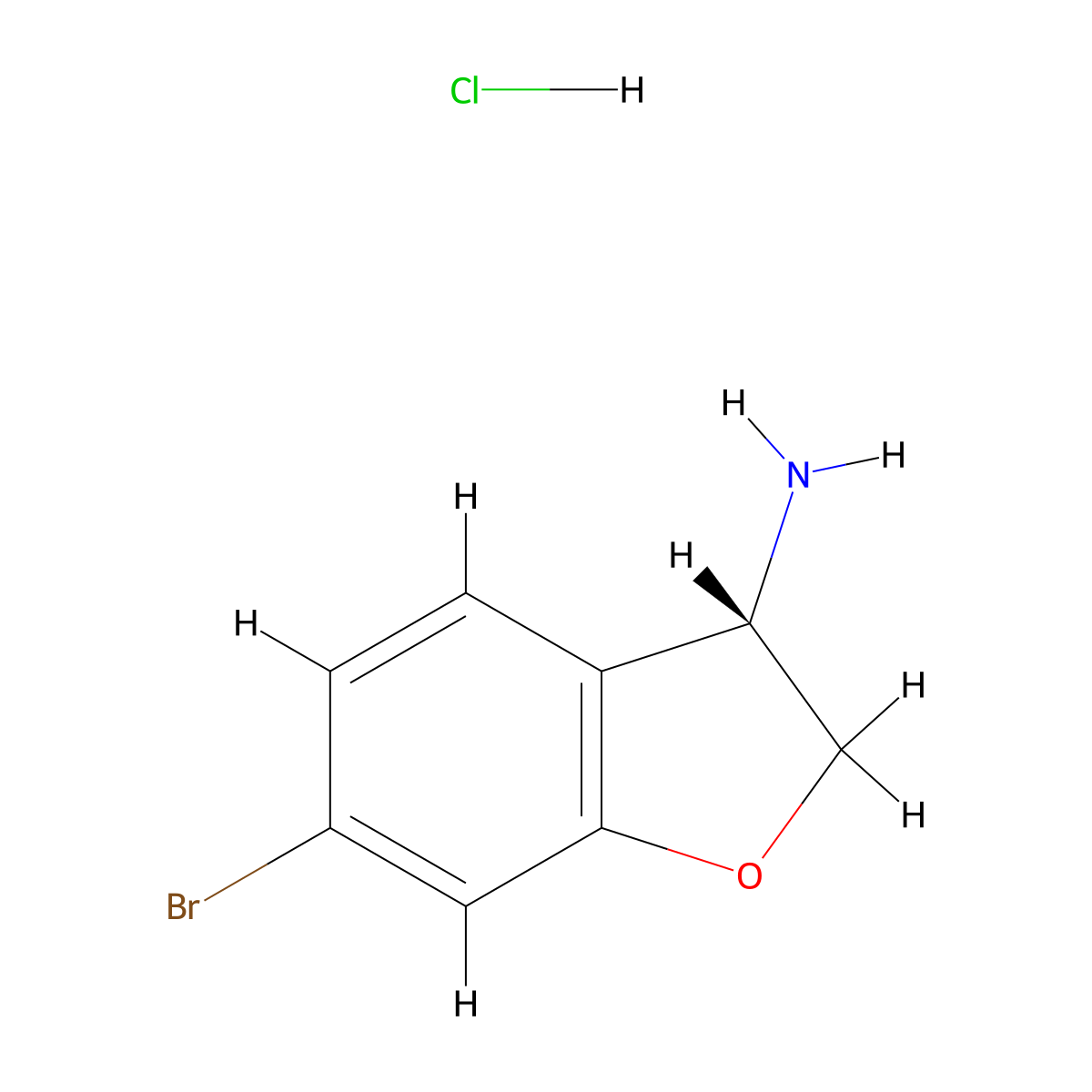 (S)-6-Bromo-2,3-dihydrobenzofuran-3-amine hydrochloride molecular structure, CAS 2225878-88-4