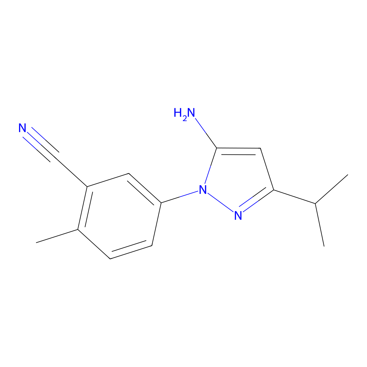 5-(5-amino-3-isopropyl-1H-pyrazol-1-yl)-2-methylbenzonitrile molecular structure, CAS 2225879-13-8