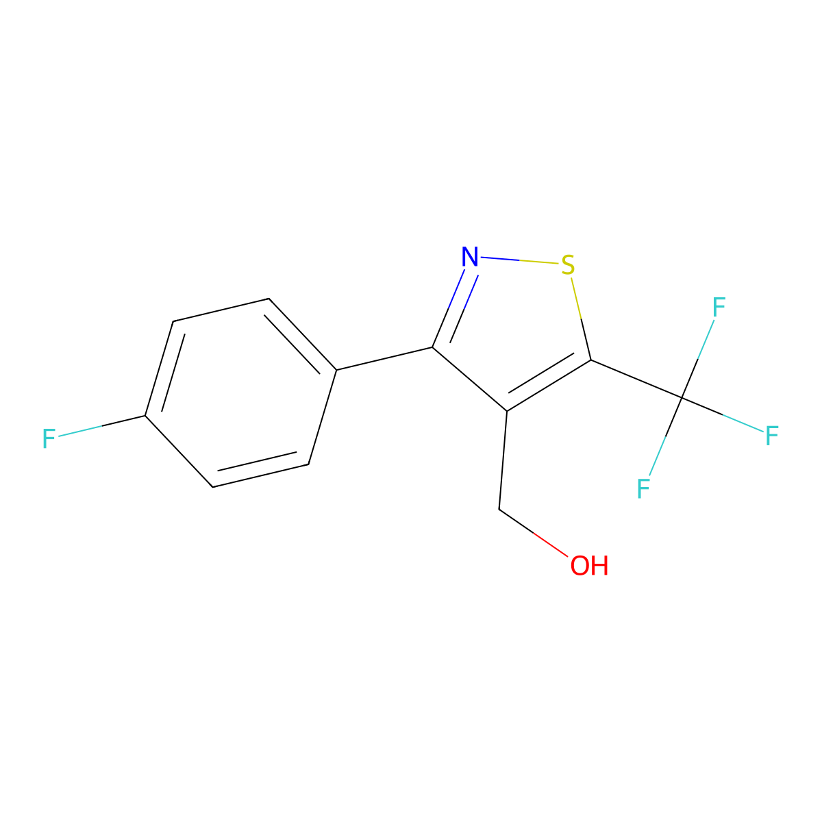 (3-(4-Fluorophenyl)-5-(trifluoromethyl)isothiazol-4-YL)methanol molecular structure, CAS 2225879-14-9