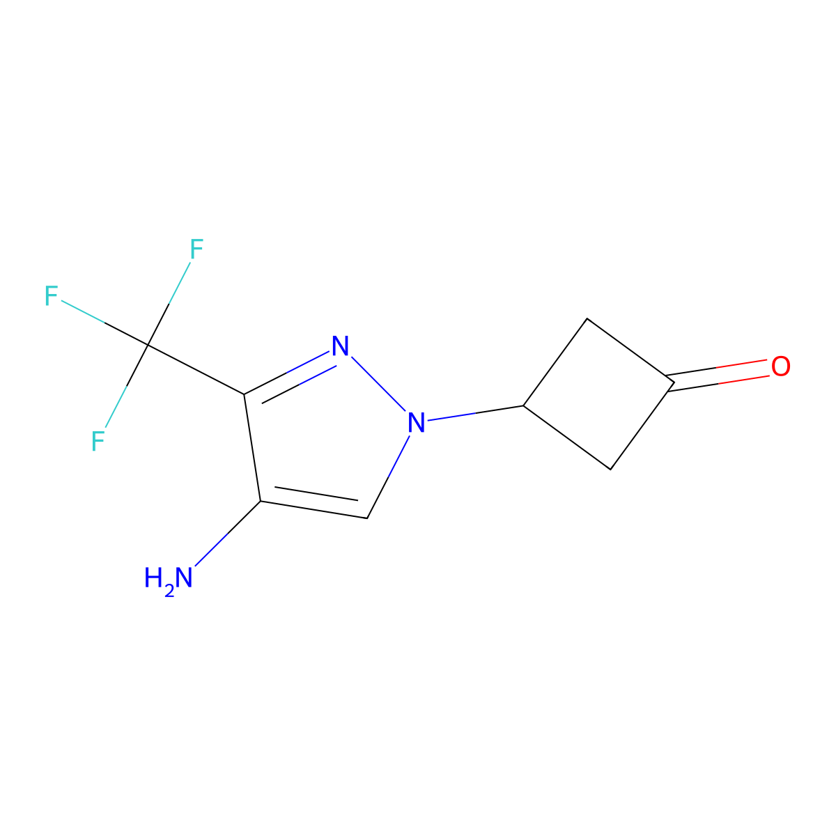 3-(4-Amino-3-(trifluoromethyl)-1H-pyrazol-1-YL)cyclobutan-1-one molecular structure, CAS 2225879-18-3