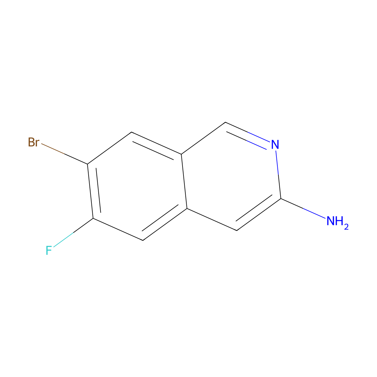7-Bromo-6-fluoroisoquinolin-3-amine molecular structure, CAS 2225879-25-2