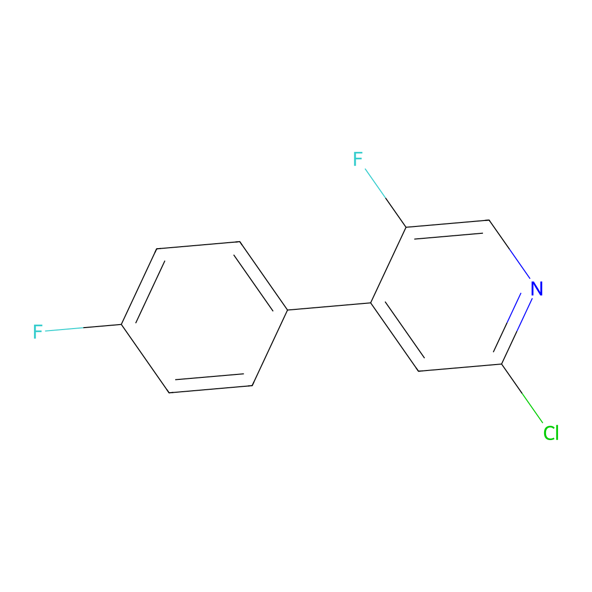 2-Chloro-5-fluoro-4-(4-fluorophenyl)pyridine molecular structure, CAS 2225879-29-6