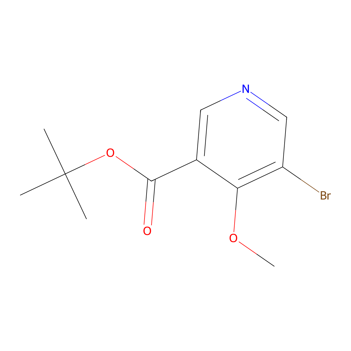 Tert-butyl 5-bromo-4-methoxynicotinate molecular structure, CAS 2225879-35-4