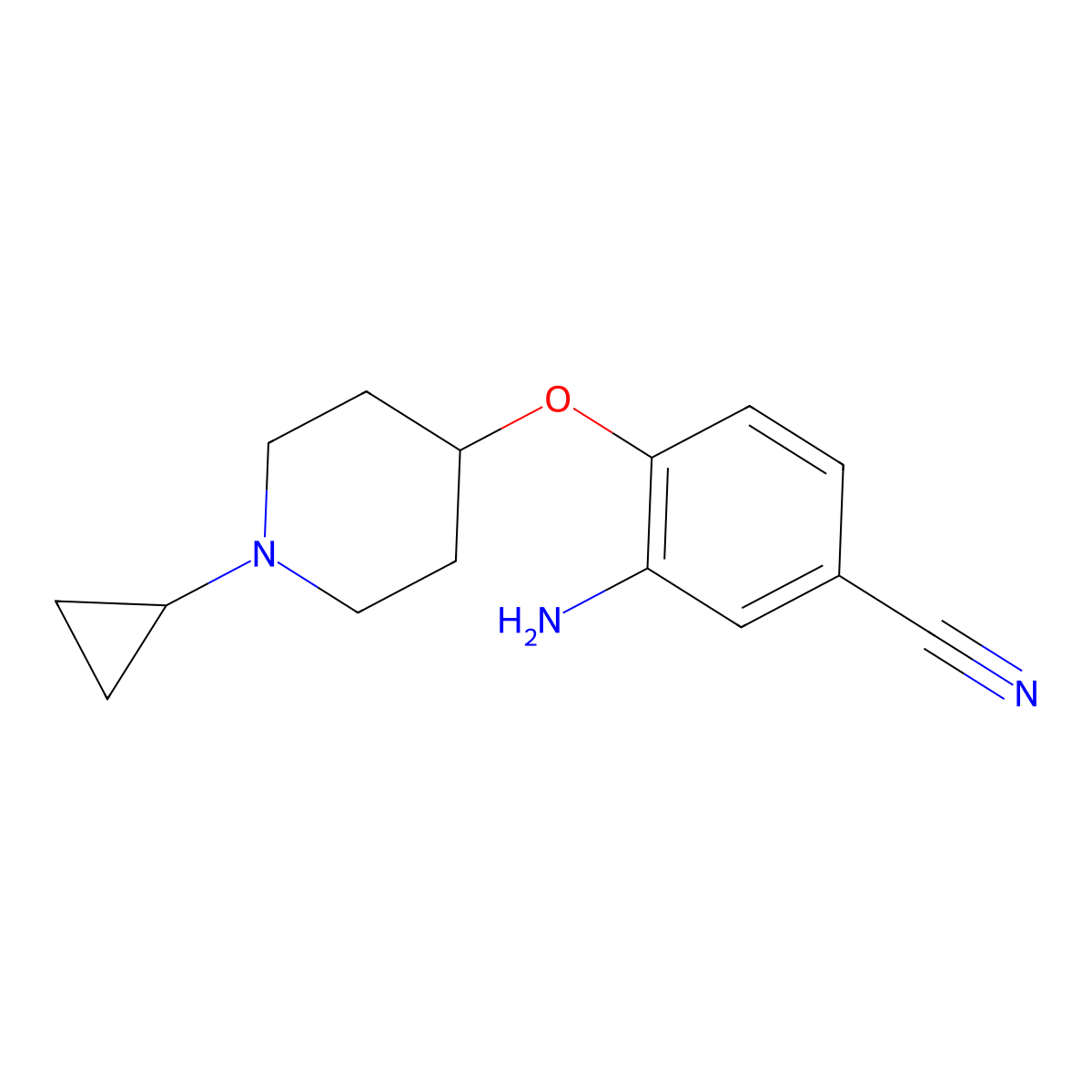 3-Amino-4-((1-cyclopropylpiperidin-4-YL)oxy)benzonitrile molecular structure, CAS 2225879-38-7