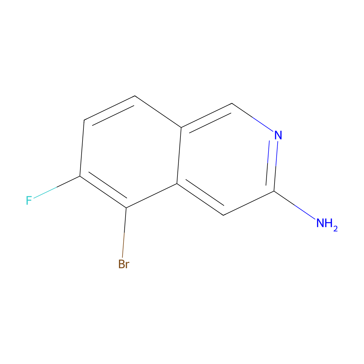 5-Bromo-6-fluoroisoquinolin-3-amine molecular structure, CAS 2225879-49-0