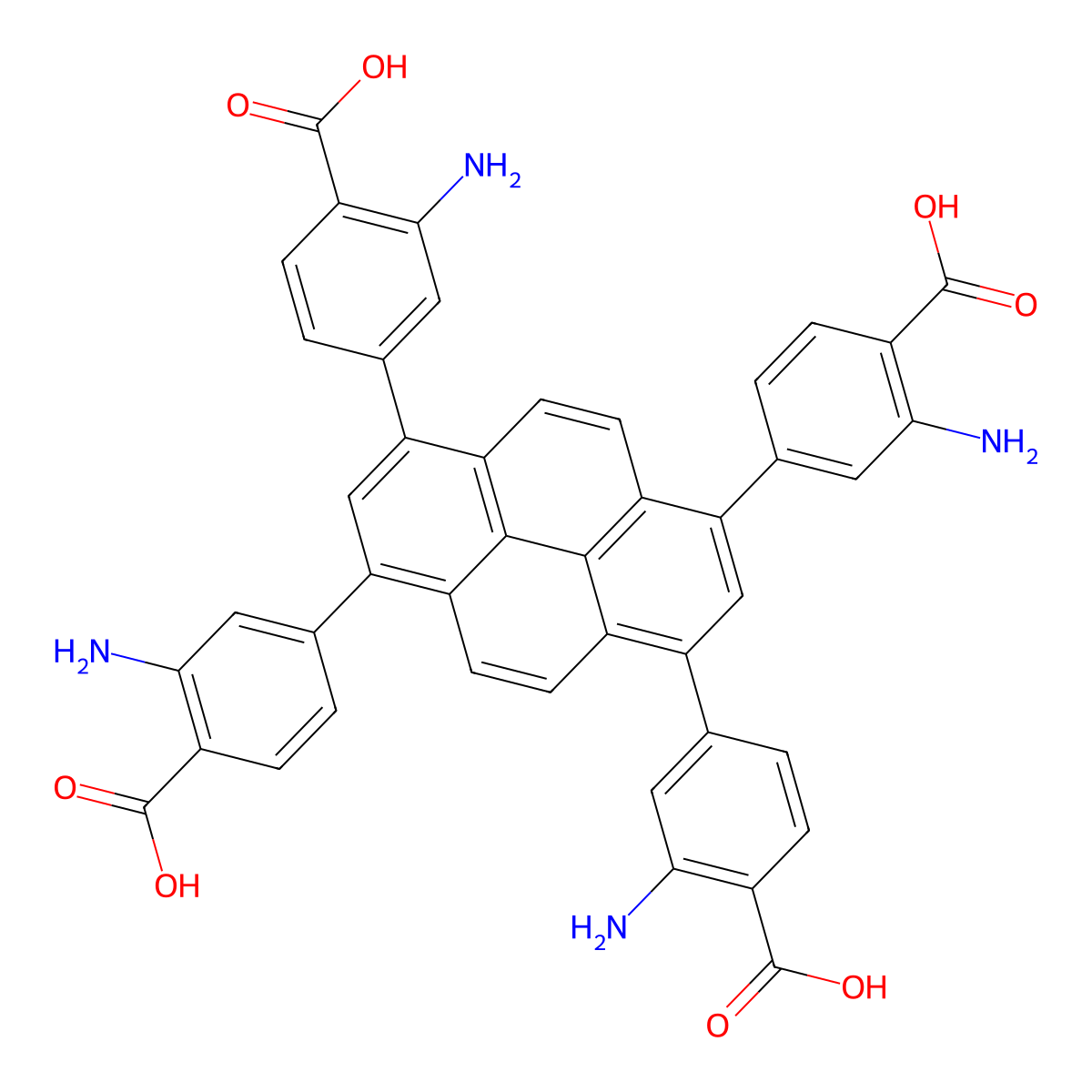 4,4',4'',4'''-(Pyrene-1,3,6,8-tetrayl)tetrakis(2-aminobenzoic acid) molecular structure, CAS 2225888-66-2