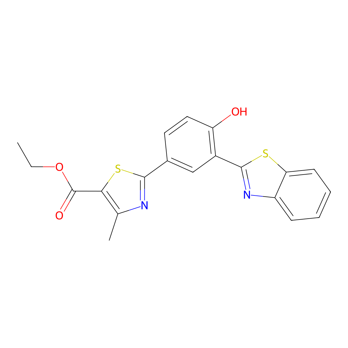 Ethyl 2-(3-(benzo[D]thiazol-2-YL)-4-hydroxyphenyl)-4-methylthiazole-5-carboxylate molecular structure, CAS 2225892-95-3