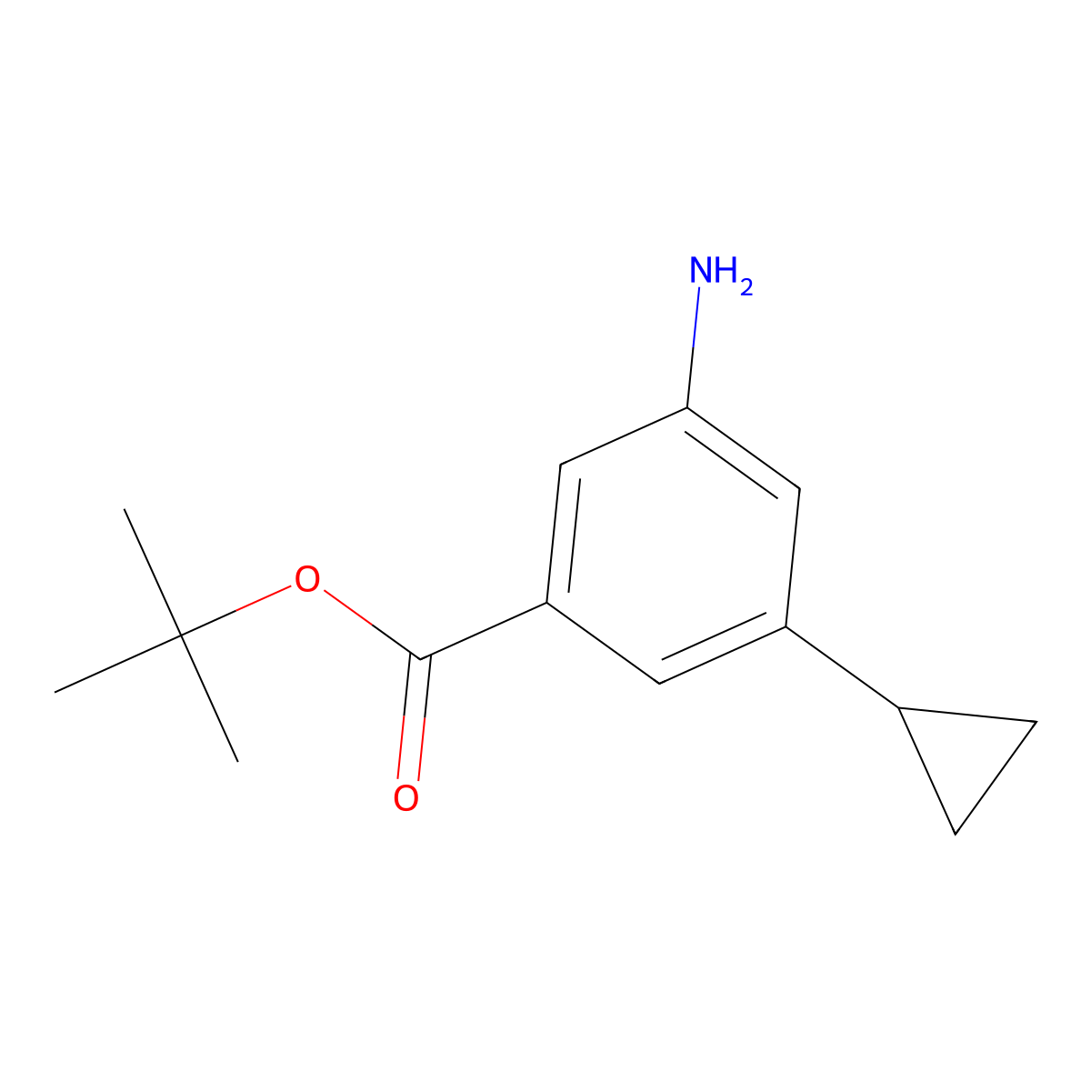 Tert-butyl 3-amino-5-cyclopropylbenzoate molecular structure, CAS 2225913-69-7