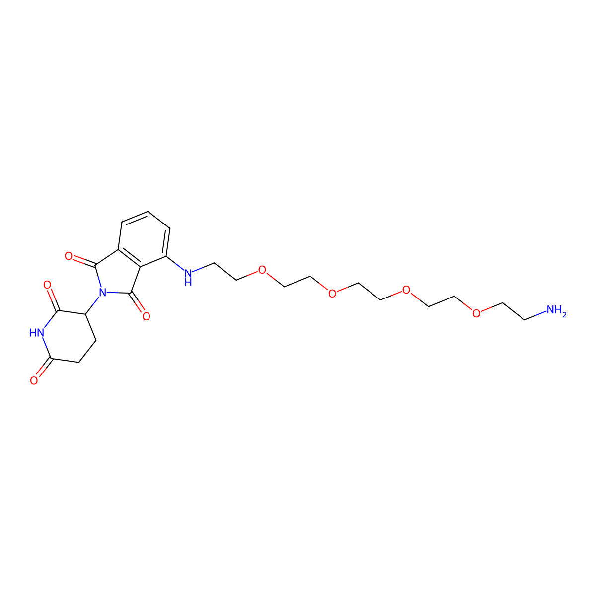 Pomalidomide-PEG4-C2-NH2 molecular structure, CAS 2225940-52-1