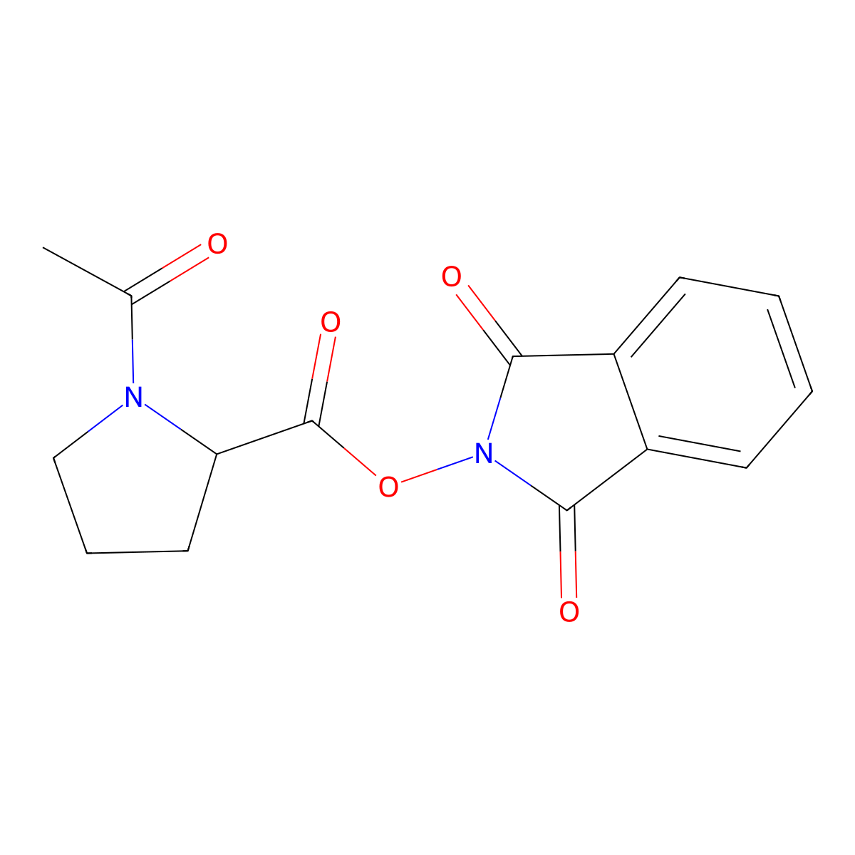 1,3-dioxo-2,3-dihydro-1H-isoindol-2-yl (2S)-1-acetylpyrrolidine-2-carboxylate molecular structure, CAS 2225944-94-3