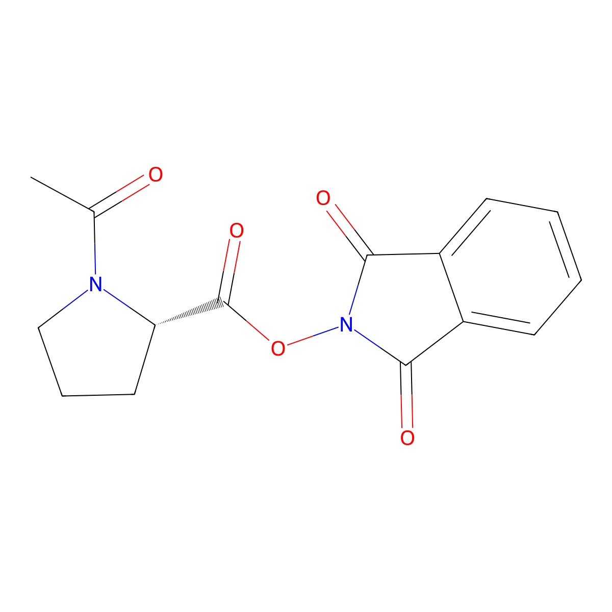 1,3-dioxo-2,3-dihydro-1H-isoindol-2-yl (2S)-1-acetylpyrrolidine-2-carboxylate molecular structure, CAS 2225944-94-3