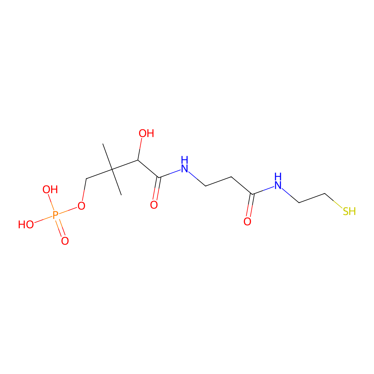 Phosphopantetheine molecular structure, CAS 2226-71-3