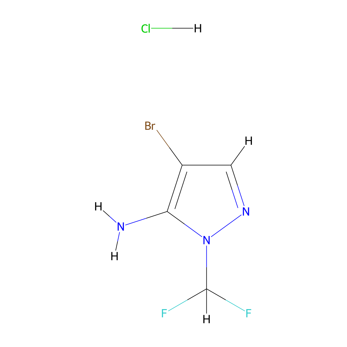 4-Bromo-1-(difluoromethyl)-1H-pyrazol-5-amine hydrochloride molecular structure, CAS 2226033-96-9