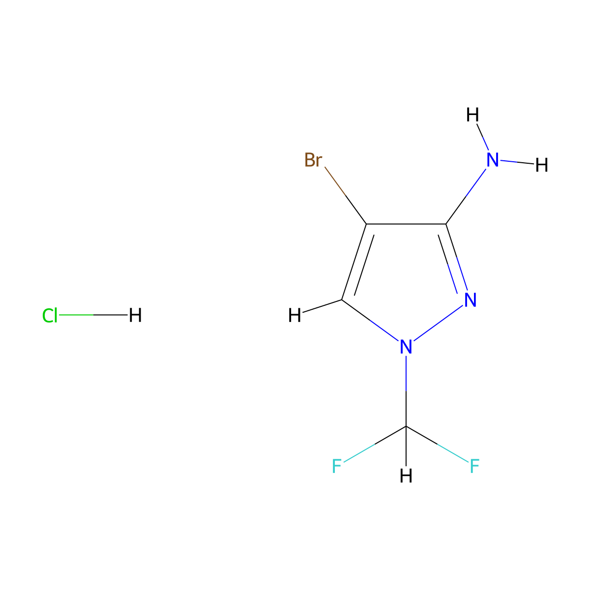 4-bromo-1-(difluoromethyl)-1H-pyrazol-3-amine hydrochloride molecular structure, CAS 2226034-09-7