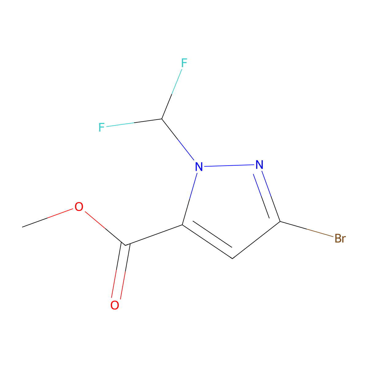 methyl 3-bromo-1-(difluoromethyl)-1H-pyrazole-5-carboxylate molecular structure, CAS 2226034-10-0