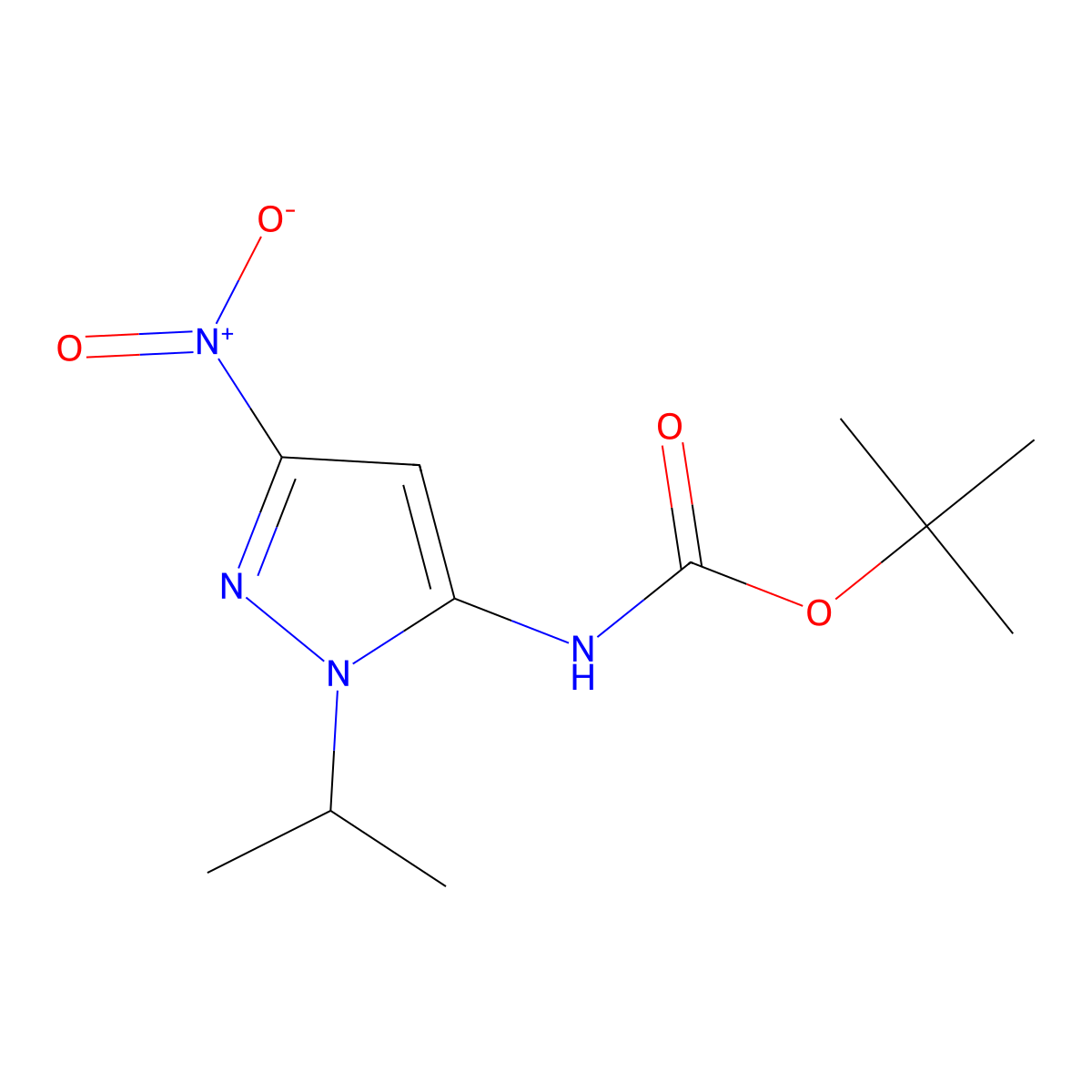 Tert-butyl (1-isopropyl-3-nitro-1H-pyrazol-5-yl)carbamate molecular structure, CAS 2226034-11-1