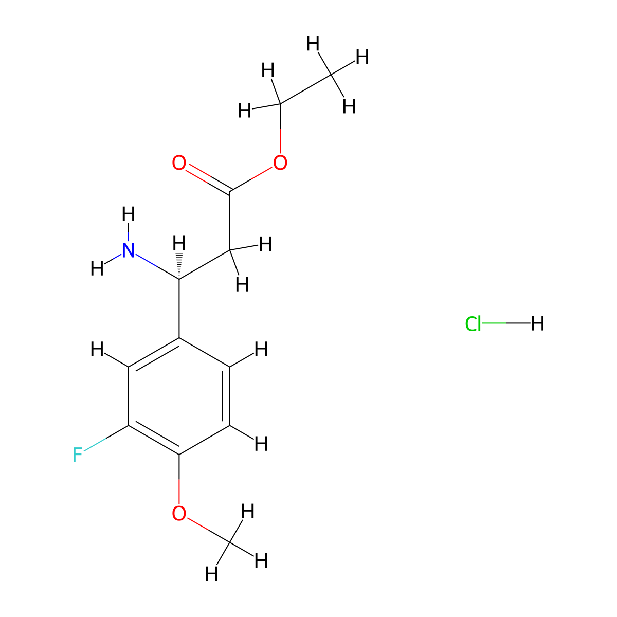 Ethyl (S)-3-amino-3-(3-fluoro-4-methoxyphenyl)propanoate hydrochloride molecular structure, CAS 2226159-95-9