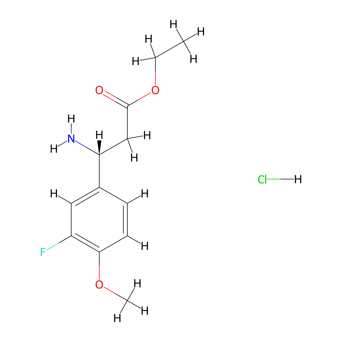 Ethyl (R)-3-amino-3-(3-fluoro-4-methoxyphenyl)propanoate hydrochloride molecular structure, CAS 2226159-96-0
