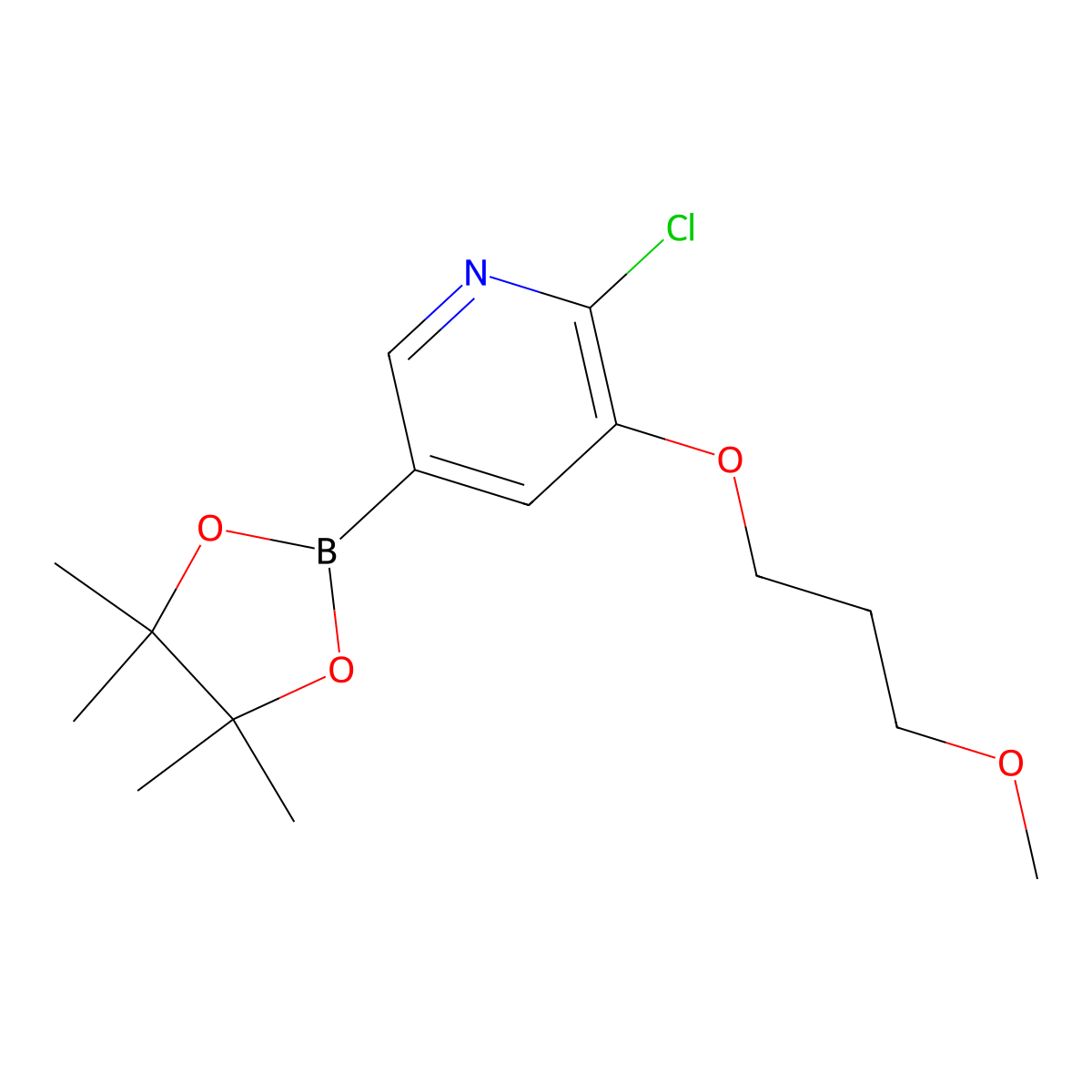 2-Chloro-3-(3-methoxypropoxy)-5-(tetramethyl-1,3,2-dioxaborolan-2-yl)pyridine molecular structure, CAS 2226180-22-7