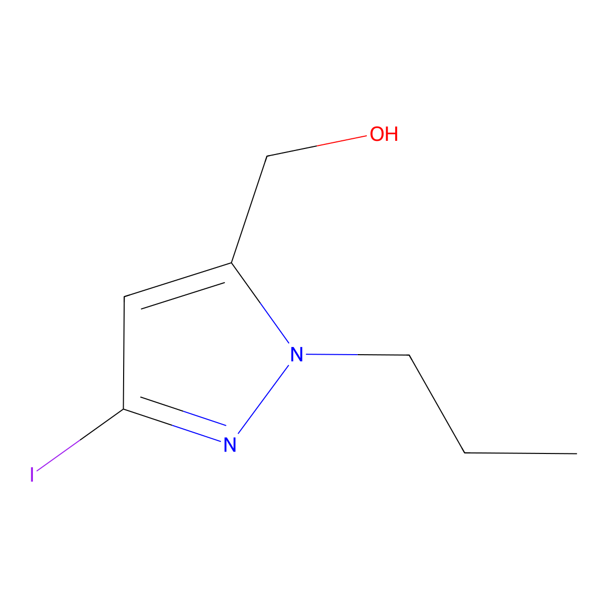 (3-iodo-1-propyl-1H-pyrazol-5-yl)methanol molecular structure, CAS 2226181-73-1