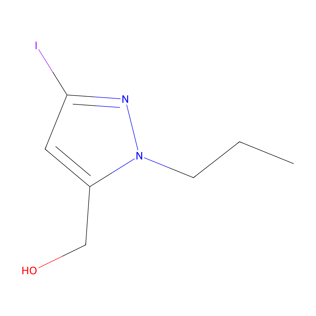 (3-iodo-1-propyl-1H-pyrazol-5-yl)methanol molecular structure, CAS 2226181-73-1