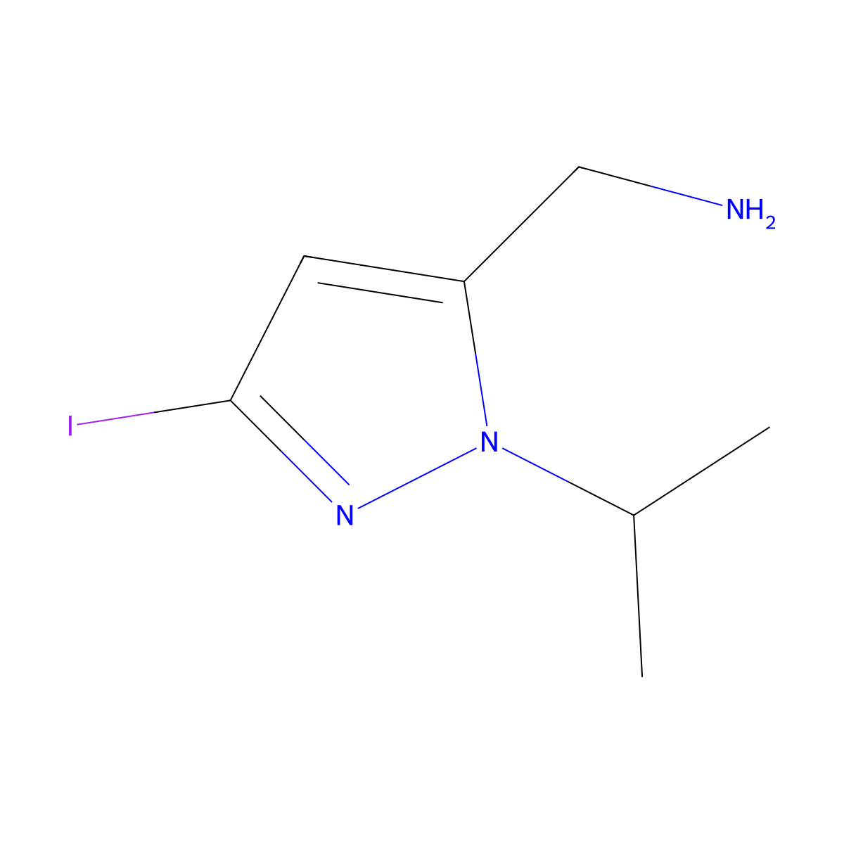 1-[3-iodo-1-(propan-2-yl)-1H-pyrazol-5-yl]methanamine molecular structure, CAS 2226181-75-3