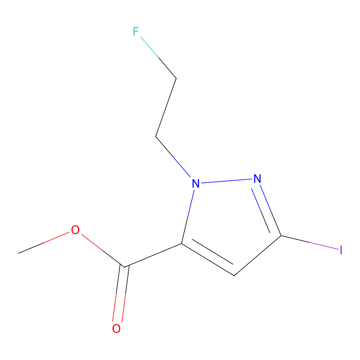 methyl 1-(2-fluoroethyl)-3-iodo-1H-pyrazole-5-carboxylate molecular structure, CAS 2226181-91-3