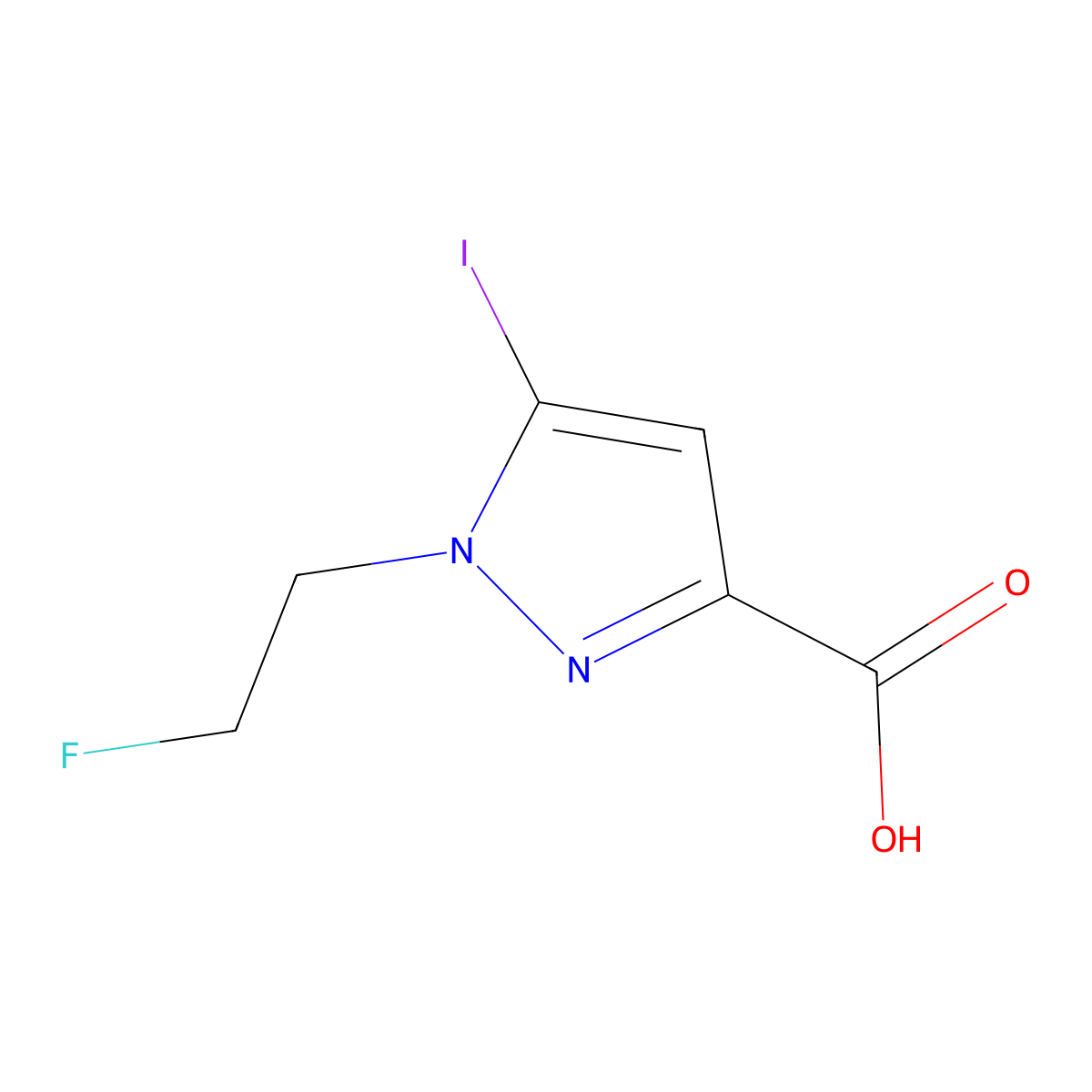 1-(2-fluoroethyl)-5-iodo-1H-pyrazole-3-carboxylic acid molecular structure, CAS 2226181-94-6