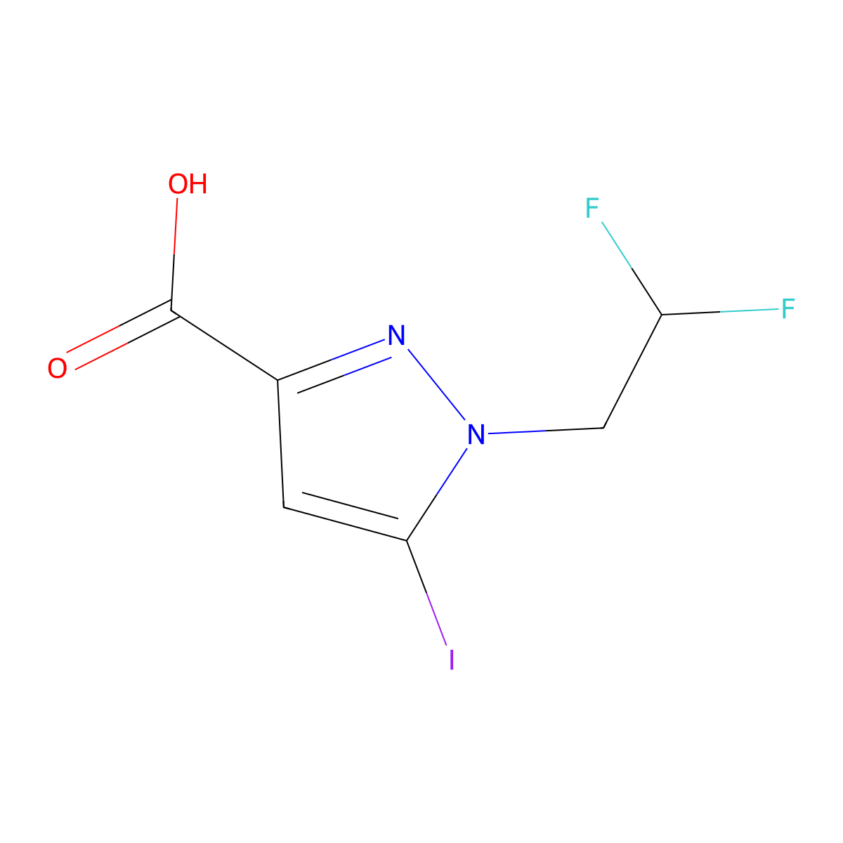 1-(2,2-difluoroethyl)-5-iodo-1H-pyrazole-3-carboxylic acid molecular structure, CAS 2226181-95-7