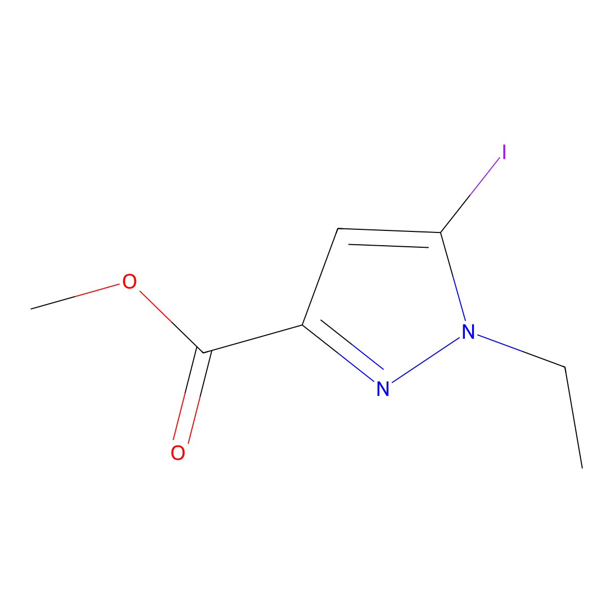 methyl 1-ethyl-5-iodo-1H-pyrazole-3-carboxylate molecular structure, CAS 2226181-96-8