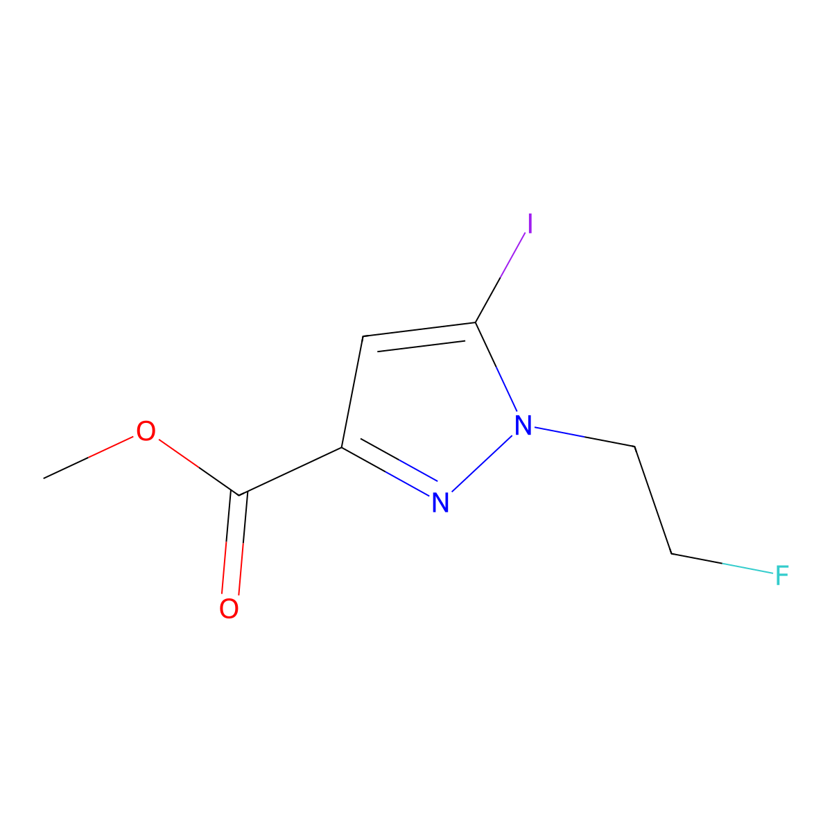 methyl 1-(2-fluoroethyl)-5-iodo-1H-pyrazole-3-carboxylate molecular structure, CAS 2226181-97-9