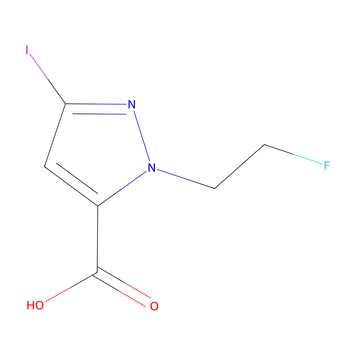 1-(2-fluoroethyl)-3-iodo-1H-pyrazole-5-carboxylic acid molecular structure, CAS 2226182-04-1