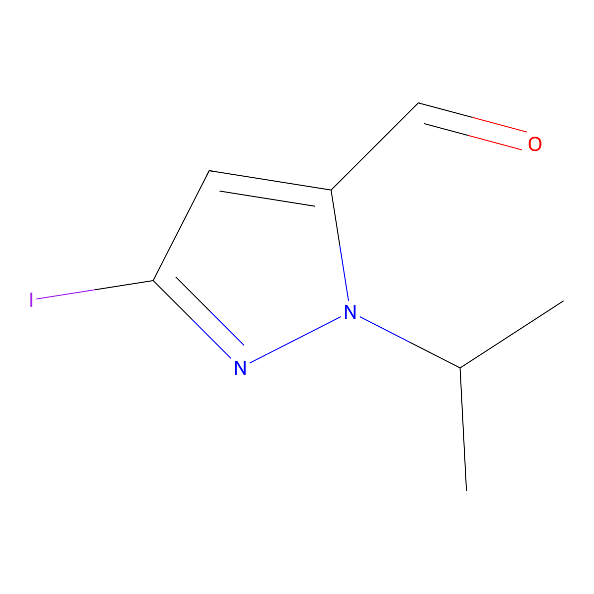 3-iodo-1-(propan-2-yl)-1H-pyrazole-5-carbaldehyde molecular structure, CAS 2226182-09-6