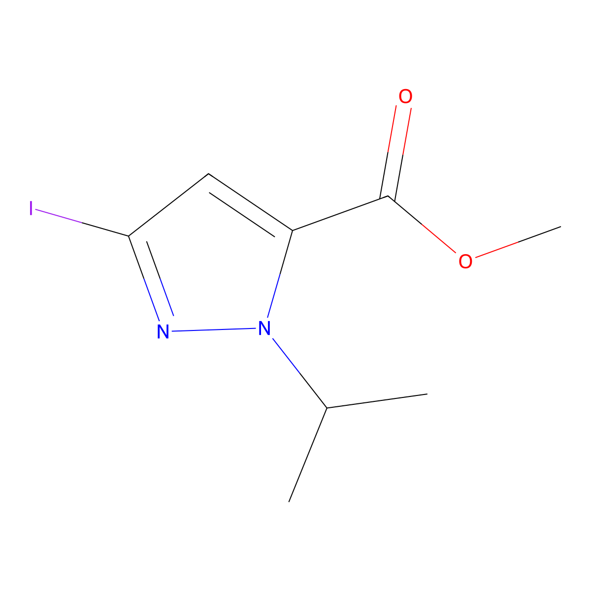 methyl 3-iodo-1-isopropyl-1H-pyrazole-5-carboxylate molecular structure, CAS 2226182-27-8