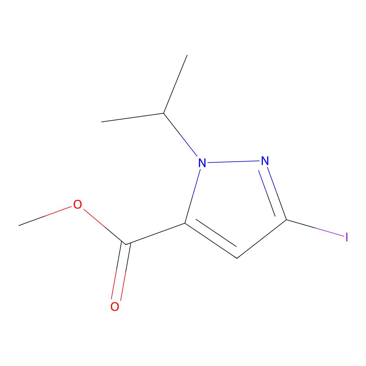 methyl 3-iodo-1-isopropyl-1H-pyrazole-5-carboxylate molecular structure, CAS 2226182-27-8