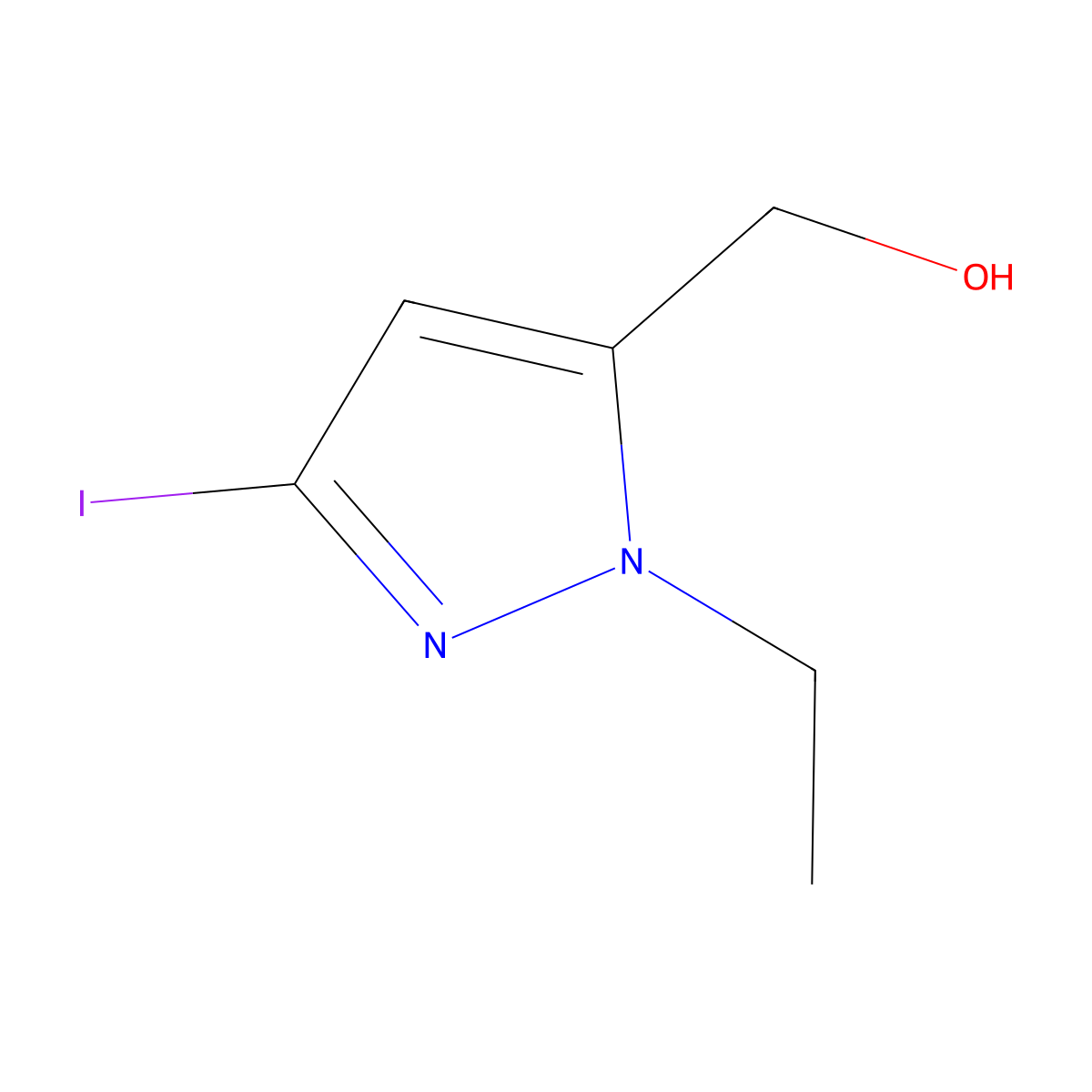 (1-ethyl-3-iodo-1H-pyrazol-5-yl)methanol molecular structure, CAS 2226182-28-9