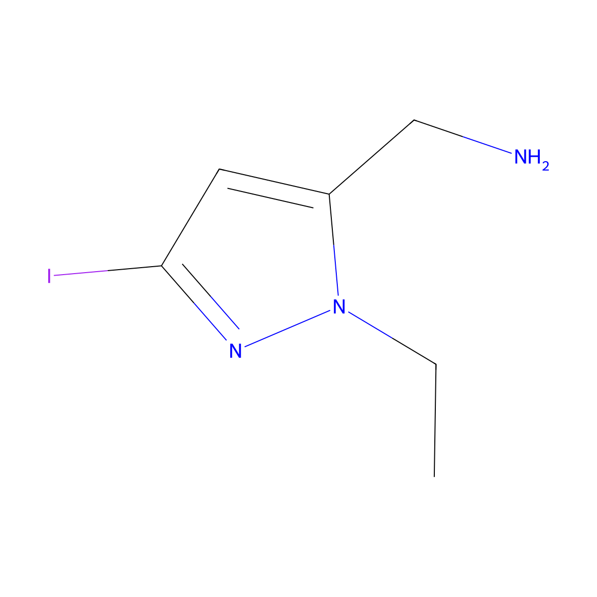 1-(1-ethyl-3-iodo-1H-pyrazol-5-yl)methanamine molecular structure, CAS 2226182-33-6