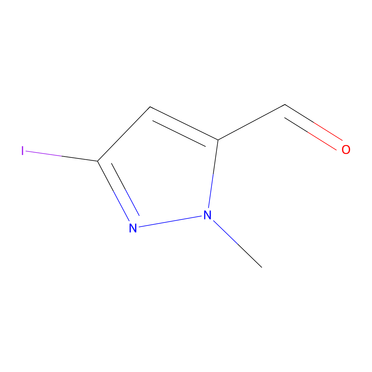 3-Iodo-1-methyl-1H-pyrazole-5-carbaldehyde molecular structure, CAS 2226182-52-9