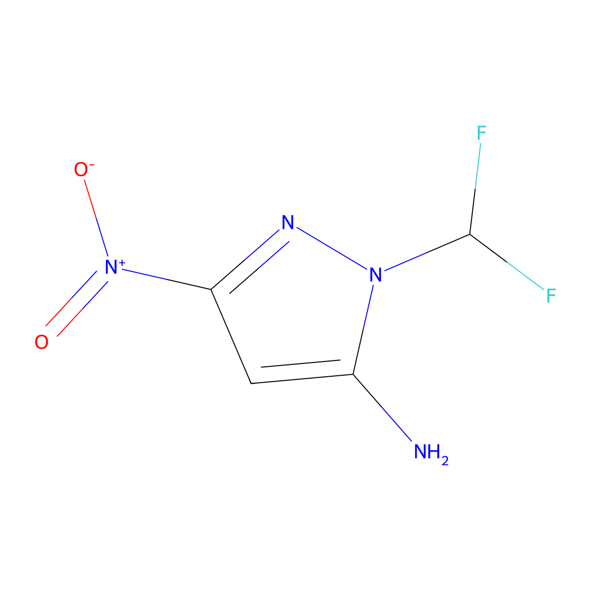 1-(difluoromethyl)-3-nitro-1H-pyrazol-5-amine molecular structure, CAS 2226182-58-5