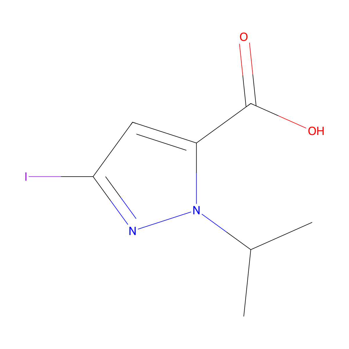 3-iodo-1-(propan-2-yl)-1H-pyrazole-5-carboxylic acid molecular structure, CAS 2226182-60-9