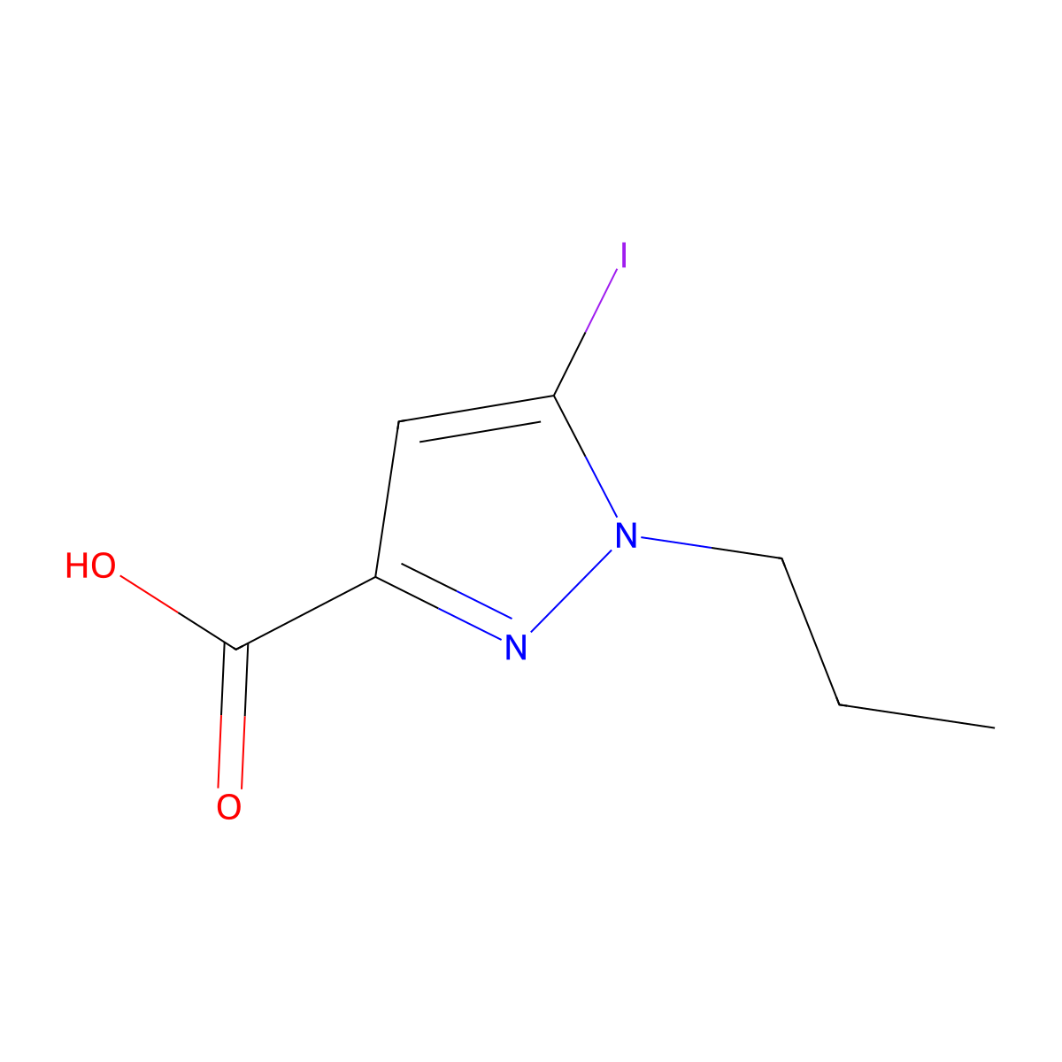 5-iodo-1-propyl-1H-pyrazole-3-carboxylic acid molecular structure, CAS 2226182-67-6