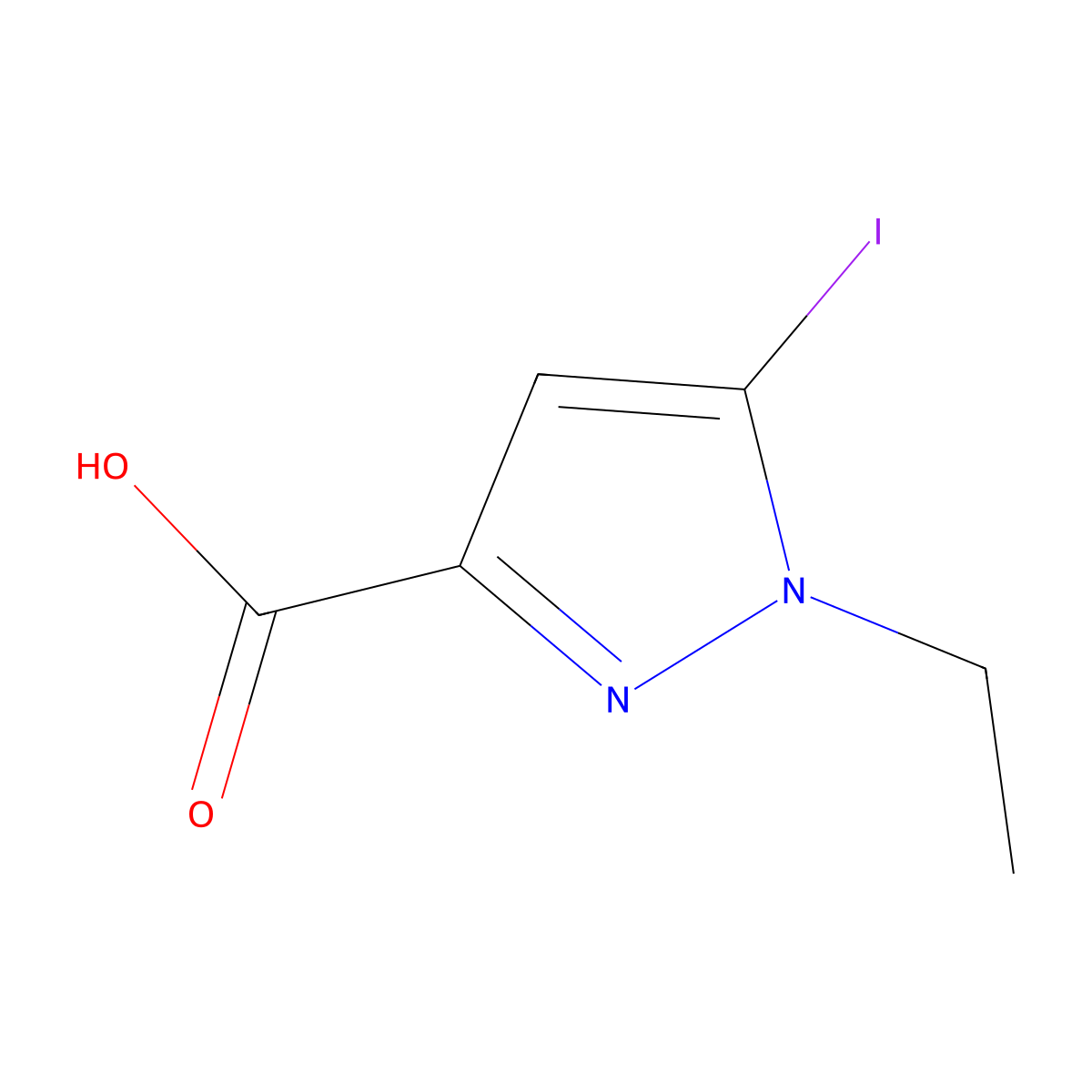 1-ethyl-5-iodo-1H-pyrazole-3-carboxylic acid molecular structure, CAS 2226182-68-7
