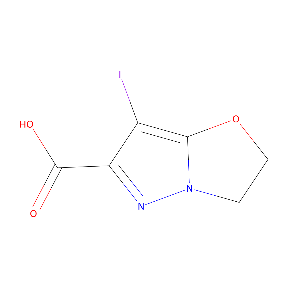 7-Iodo-2,3-dihydropyrazolo[5,1-b]oxazole-6-carboxylic acid molecular structure, CAS 2226182-70-1