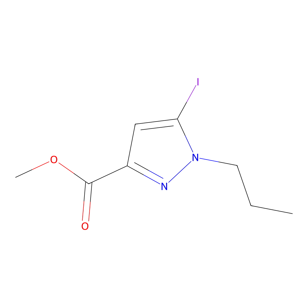 methyl 5-iodo-1-propyl-1H-pyrazole-3-carboxylate molecular structure, CAS 2226182-98-3
