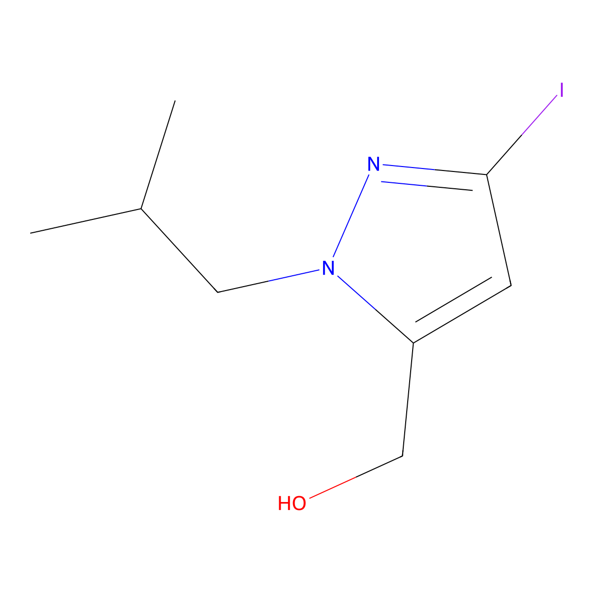 [5-Iodo-2-(2-methylpropyl)pyrazol-3-yl]methanol molecular structure, CAS 2226183-06-6