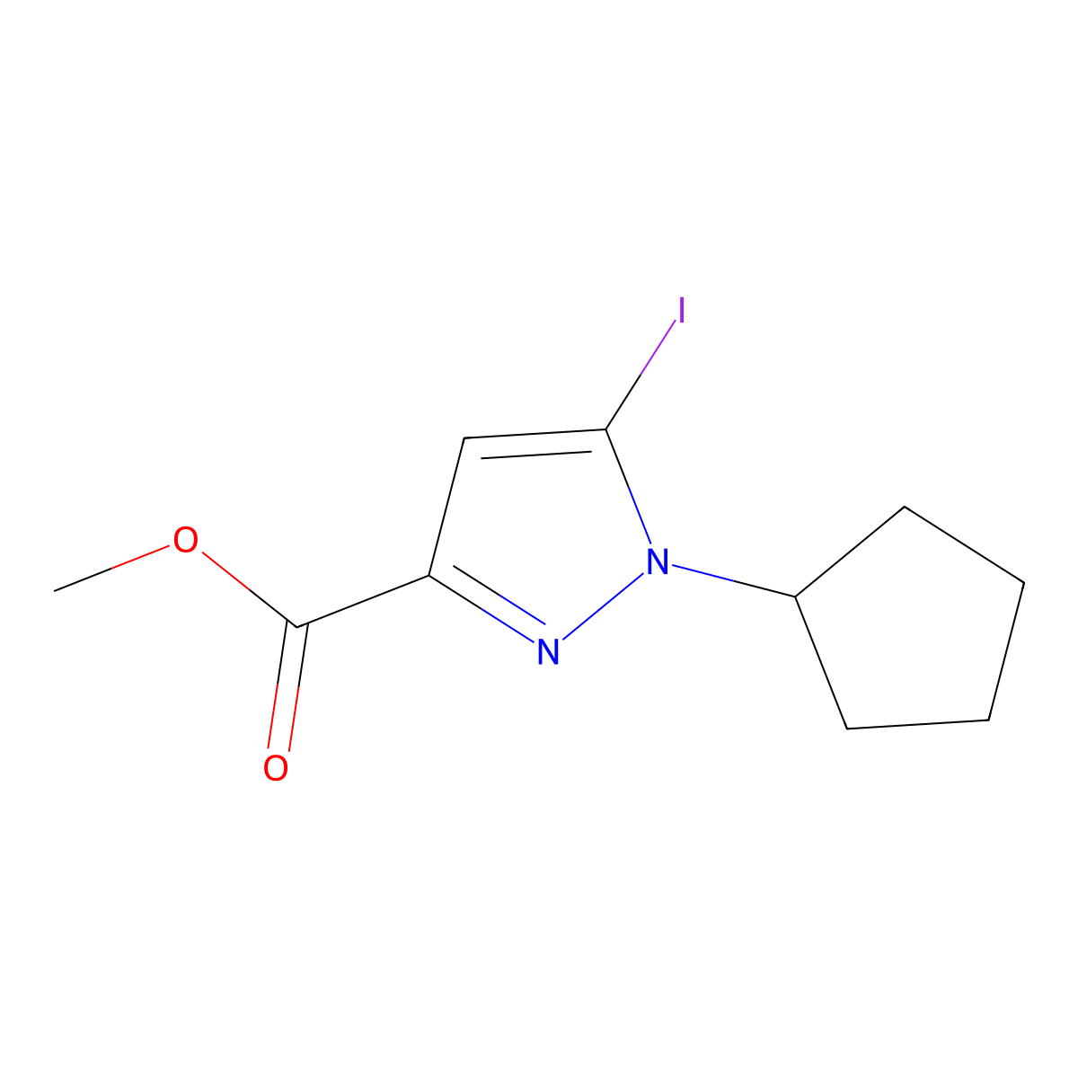 Methyl 1-cyclopentyl-5-iodopyrazole-3-carboxylate molecular structure, CAS 2226183-11-3
