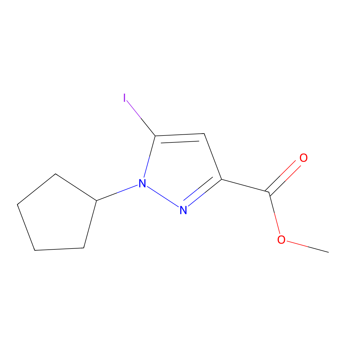 Methyl 1-cyclopentyl-5-iodopyrazole-3-carboxylate molecular structure, CAS 2226183-11-3